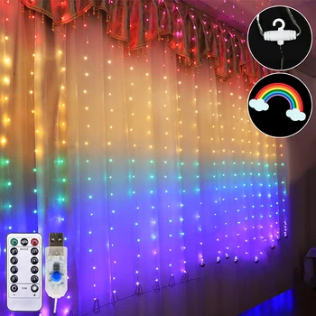 1.5/2M USB LED-uri Cortina Șir de Lumini Flash Fairy Ghirlanda de Control de la Distanță Pentru Noul An de Crăciun în aer liber, Nunta decor Acasă