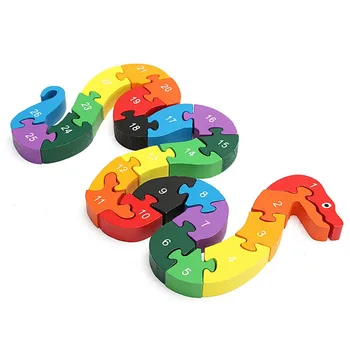 1 Set 26pcs Alfabet Puzzle din Lemn Puzzle Număr de Copii Preșcolari Șarpe de Jucărie Devreme Jucarii Educative Pentru Copii de Învățare