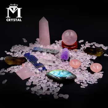 1 Set Multime de Amestecate Cristal Natural Obelisc Mingea Pyramd Punct Bagheta Inima Pietriș Minerale-Specimen de Vindecare Reiki Acasă Statuie decor