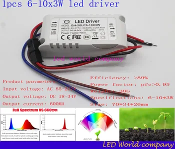 10buc 3w spectru complet condus de 400-840nm chip de led-uri+1buc 6-10x3W 650mA DC18-34V LED de Alimentare de Curent Constant led diy kit