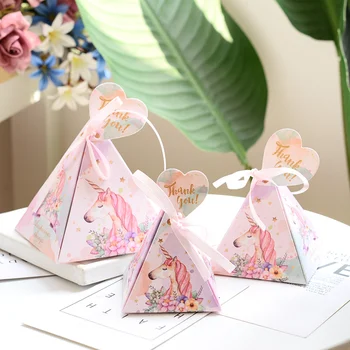 10buc Unicorn Triunghi Piramida Stil Bomboane Cutie de Hârtie de Nunta Favoruri de Partid Consumabile Cutii de Bomboane de Nunta Cutie Decor Petrecere