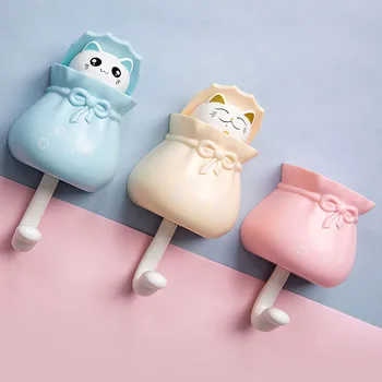 1buc Multi Purpose 4 Culori Cârlige de Perete pentru uz Casnic Desene animate Pisica Plastic ABS Drăguț Durabil Haina Cârlig