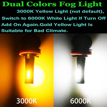 2 buc H4 9003 Dublă de Culoare 160W LED Alb + Chihlimbar Galben de Ceață lumini Becuri DRL