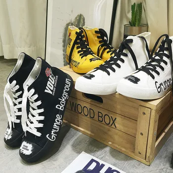 2019 Noua Moda Barbati Pantofi de Panza Galben Negru Bărbați High Topuri Adidași de Tineret Băieți Designer Scrisoare Graffiti Pantofi Casual