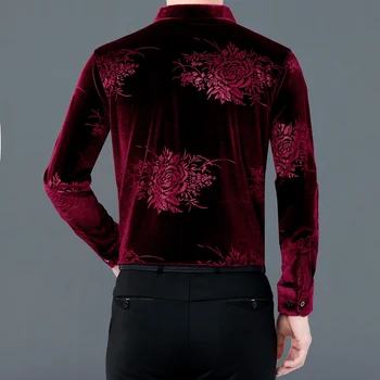 2020 Cald Iarna Barbati Termică Catifea Tricouri Pentru Barbati de Lux Roșu Bluze de Mari Dimensiuni Bordo Velur Albastru Flanel de Îmbrăcăminte 40 - ' 50