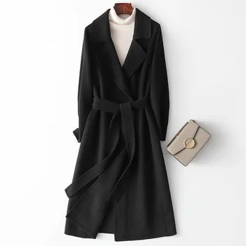 2020 coreene Noi Lână Mantou pentru Femei Toamna Iarna de Lungă, Subțire Outwear Femei Palton de Lână Sacou Femme Wind Breaker Șanț A423