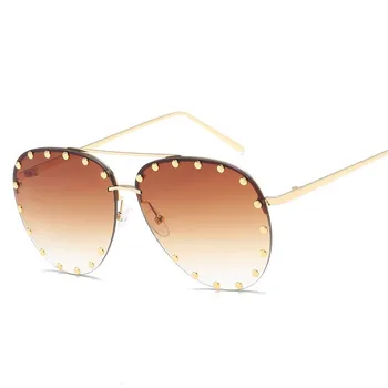 2020 Doamnelor fără ramă de ochelari de Soare Brand de Lux de Designer Cadru Metalic Gradient Mare de Culoare Ochelari de Soare Umbra Pentru Femei UV400
