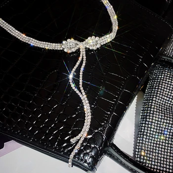 2020 Vânzare Fierbinte Stras Cravată Bowknot Cristal de Lux Coliere Guler Indesata Y colier Pentru Femei bijuterii Accesorii