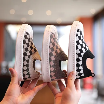 2021 Baieti Pantofi de Vara Țese Apartamente Incaltaminte Copii Adidasi tip Tablă de șah pentru Copii Casual Slip-on Sneakers Fete de Mers pe jos de Sport în Carouri