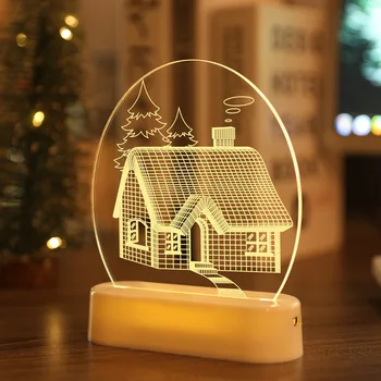 3D Decor de Crăciun pentru Acasă Moș Crăciun Model Ornamente LED Lumini de Noapte Stralucitoare USB / Baterie Noua Anul 2021 Noel