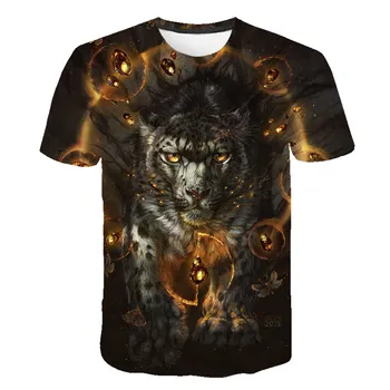 3d-imprimate animal Lup/tigru/leu rege pentru copii T-shirt de vară de moda guler rotund 4t-14t băieți și fete streetwear t-shirt