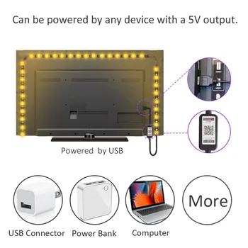 3M/5M TV de Fundal USB Benzi cu LED-uri RGB Banda 2835 5V Șir de Led-uri de Iluminat cu Controler Bluetooth pentru TV, PC, Masina de Decor Diodă Bandă
