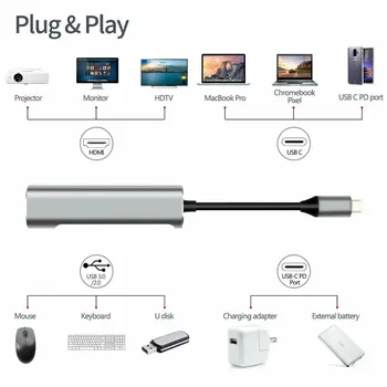 4 in1 C USB La HDMI-Adaptor compatibil Hub de andocare stationMacBook hub adaptor pentru Samsung Dex Stația MHL pentru Galaxy S9 S10/Plus
