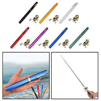 5-secțiunea Mini Pliere Tijă de Pescuit Role Combo Set de Buzunar Pliabil Kit de Pescuit Telescopic din fibra de sticla Aliat Rod