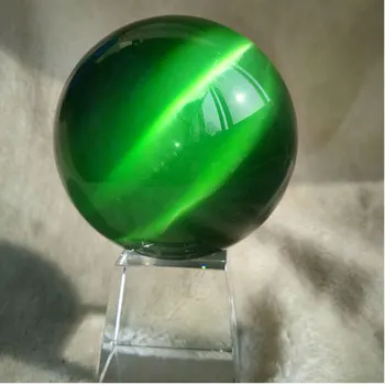 50mm Naturale de Cuarț Verde Ochi de Pisică Cristal de Vindecare Mingea Sfera Acasă Decorare Camera Ornament de Cristal Festival Cadou de Ziua de nastere