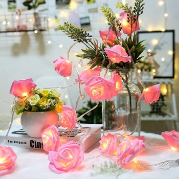 6M 40LED Roz Floare Trandafir LED Lumini de Basm Vacanță Șir de Lumini cu Baterii Valentine Petrecere de Nunta Decor de Crăciun