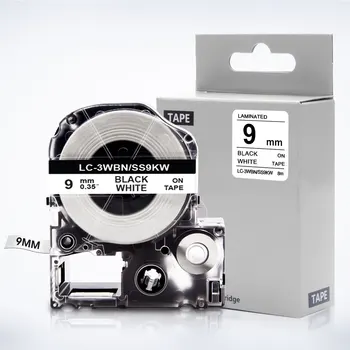 6X Culoare Mixt ST9KW SS9KW SC9RW SC9YW SC9BW SC9GW Negru pe Alb 9mm Eticheta Banda pentru Epson Regele Jim TepraPro Label Maker Printer