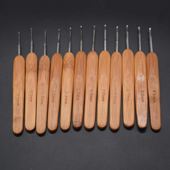 8Pcs/set de Înaltă Calitate Mâner de Bambus Carbonizat croșete Set Croșetat de Tricotat Ace de Cusut DIY Tricotat Instrumente