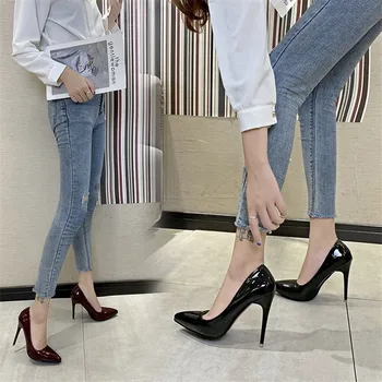 9.5 cm Birou Tocuri Subtiri Pompe de Femei Pantofi Subliniat Toe Piele Rochie de Mireasa Pantofi de Femeie încăltăminte într-Femme