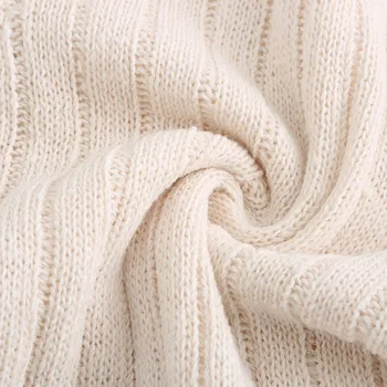 Alb Casual dungă confortabile tricotate costum O-gât de moda toamna iarna doua piese pentru Femei costum de sport solidă maneca lunga costum 2020