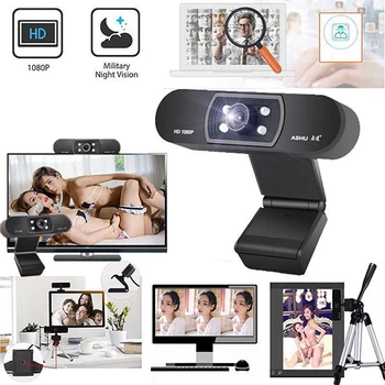 ASHU H800 USB Webcam HD 1080P Camera USB pentru Calculator PC, laptop, Camera Web Cu Microfon Webcamera Video Full HD Web Cam