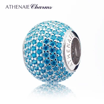 ATHENAIE 3 Culori Reale Argint 925 cu model Albastru CZ Ocean de Iubire Farmec Margele se Potrivesc Europene Colier Bratari