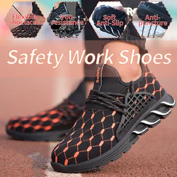 AtreGo Respirabil pentru Bărbați Încălțăminte de protecție Cizme bombeu metalic Casual, Cizme de Lucru Indestructibil Pantofi Puncție-Dovada Munca Adidași