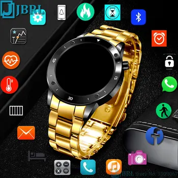 Aur Ceas Inteligent Bărbați Smartwatch Electronice Inteligente Ceas Pentru Android IOS Tracker de Fitness Complet Tactil Bluetooth Smart-ceas