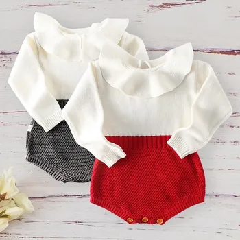 Baby Girl Long Sleeve Knit Romper 2019 Iarnă Crăciun Tricotat Lână Salopeta Pentru Nou-Născuți Pentru Copii Copii Copilul Tinuta Vestimentara