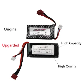 Baterie Pentru XINLEHONG 9125 RC jucărie Piese de Schimb Auto cu USB Încărcător de 7.4 V 2200mah XLH 9125 baterie accesorii actualizat la 4400mah