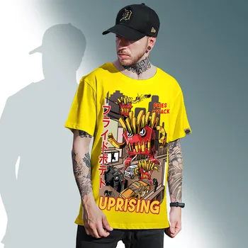 Cartofi prajiti atac revolta contraatac bărbați cu mânecă scurtă T-shirt de pe original brand de moda hip-hop, punk personalitate titan
