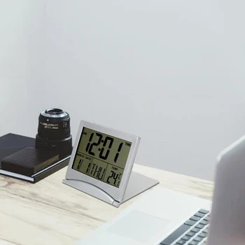 Ceas cu alarmă Digital LCD Electronice Ceasuri Pliabil de Birou cu Ceas Decor Acasă Timp Data Temperatura Timer