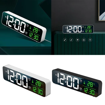 Ceas deșteptător Temp & Data Calendar Ceas de Perete 5 Nivele de Luminozitate Acasă Dormitor Decor de Masă Cadou pentru Prieteni