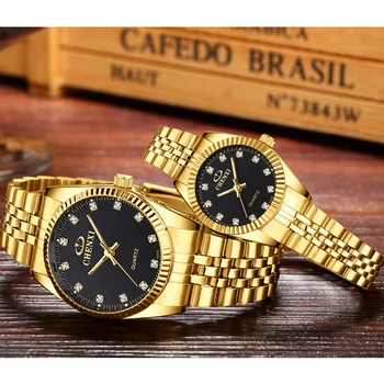 CHENXI de Moda de Lux Bărbați Femei Ceas de Aur Albastru Încheietura Cuarț Ceas din Oțel Inoxidabil Cupluri Ceas Casual Impermeabil Mens Ceasuri