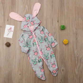 Citgeett Băiețel Nou-născut Fată de Desene animate 3D Ureche Romper Iepure Bunny Costume Salopeta cu Fermoar de Desene animate Drăguț Haine