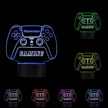 Controler de joc Joystick Lumina de Noapte Personalizate Nume LED Masă Lampă 7 Culori Schimbătoare de Control Tactil Gravate Cadou Pentru Gamer
