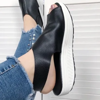 COOTELILI Piele Pene Sandale Femei cu Platforma Pantofi de Vara Pentru Femeie Casual Deget de la picior Deschis Sandles Femei Pantofi Sandalias Mujer