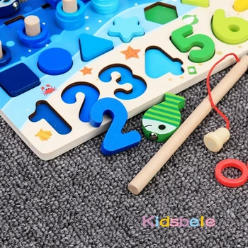 Copiii Montessori Math Jucării Pentru Copii Mici Educative Puzzle Din Lemn Pescuit Jucării Conta Numărul De Potrivire Forma Sortare Jocuri De Bord Jucărie