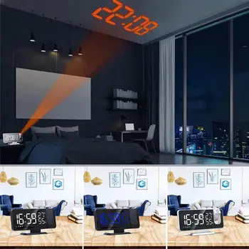 Creative LED Digital Ceas cu Alarmă Ceas de Masa cu Alarma Electronic Funcția Proiector Desktop Timp de Trezire Radio Amânare FM Ceas H8Q5