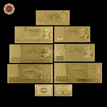 De aur a Bancnotelor 1985 Anul Set Complet Germania 5,10,20,50,100,200,500 Metal Pur, Placat cu Aur de Bancnote de Colectie Cadouri