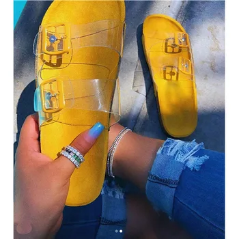 De Vară 2020 Femei Papuci Tobogane de pantofi de Femeie Apartamente Transparent Feminin Open Toe de Cauzalitate Flip Flops în aer liber Doamnelor Pantofi de Plaja