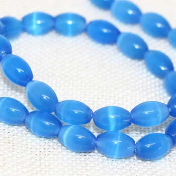 De vânzare la cald Boemia stil albastru inchis Mexican ochi de pisică cristal opal orez butoi margele vrac bijuterii de luare 8x12mm 14inch B1557