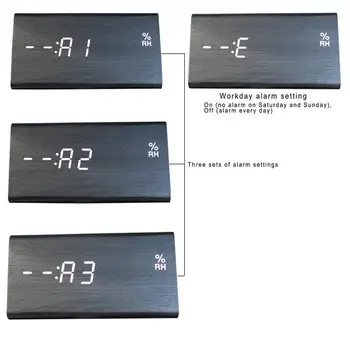 Din Lemn Ceas Deșteptător Alb Rece 3 Nivelul De Luminozitate Ceas Digital De Alarmă Electronice De Birou Ceasuri Electrice Decorative Negre