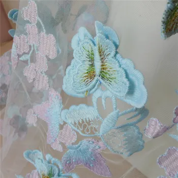 Elegant 3D Fluture Tesatura Dantela Roz Si Fir de Aur Brodate Rochie de Mireasa Nunta Tesatura Tul Material Pentru Rochia De Curte