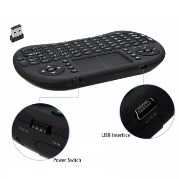 Etmakit Mini Iluminata Tastatura Wireless BK8 Cu Touchpad Taste Multimedia Keyset Pentru PC, Pad Android/Google TV Box HTPC IPTV PS3 N