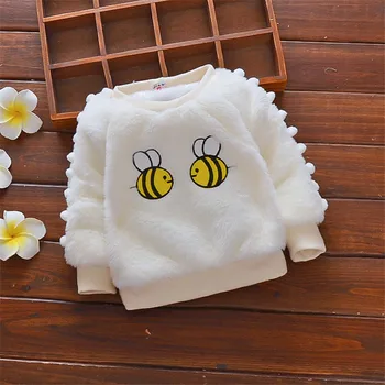 ExactlyFZ de Iarnă din 2018 fata de copil Desene animate albine pulovere Fată Copilul Casual cu Maneci Lungi Îngroșa Plus catifea Haine groase