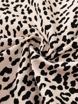 Femei Guler Leopard de Imprimare de Top cu Mâneci Lungi Gât Înalt Culturilor tricou în Leopard de Imprimare