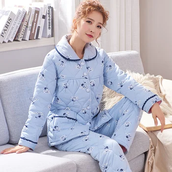 Femei Pijamale de Mari Dimensiuni Multicolor din Bumbac Pijamale Cald Iarna cămăși și Pantaloni Set de Două Piese Doamnelor de Iarnă Acasă de Servicii A922