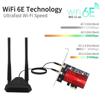 Fenvi Wi-Fi gratuit 6E Intel AX210 3000Mbps 2.4 G/5G/6Ghz PCIe Wireless Adapter Bluetooth5.2 placa WiFi 802.11 AX Pentru Desktop PC-ul pentru Windows 10