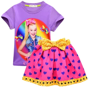 Fete de vară Seturi de Îmbrăcăminte de Modă de Bumbac imprimat cu maneci scurte T-shirt și fusta Scurta fete haine sport costume Petrecere copii